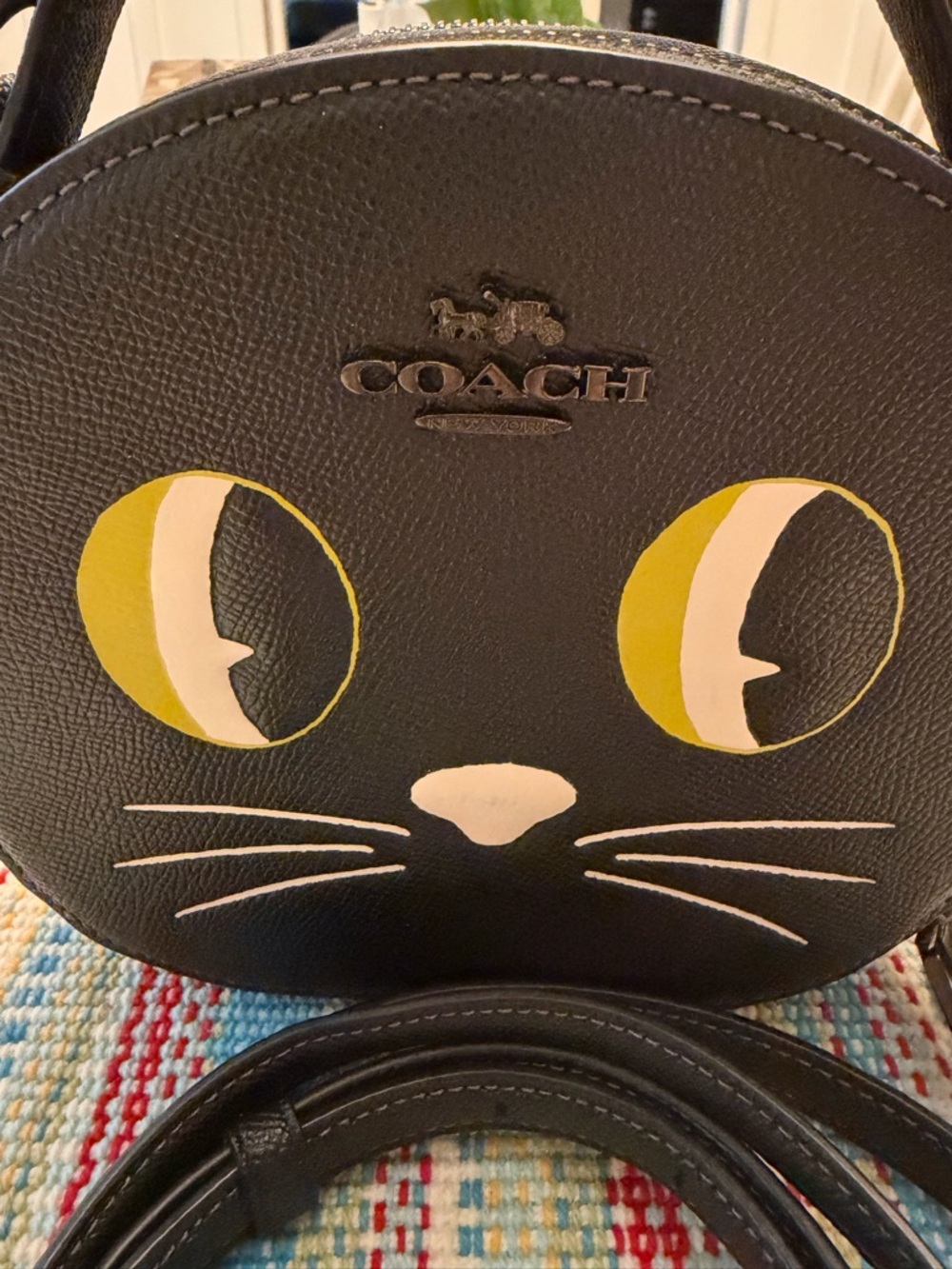 NWOT Coach CW467 Canteen Crossbody With Halloween Black Cat Crossgrain Leather